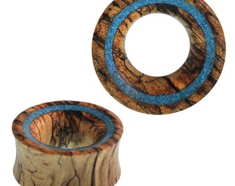 Tunnel tamarind wood crushed turquoise Rim thin double flared handwork