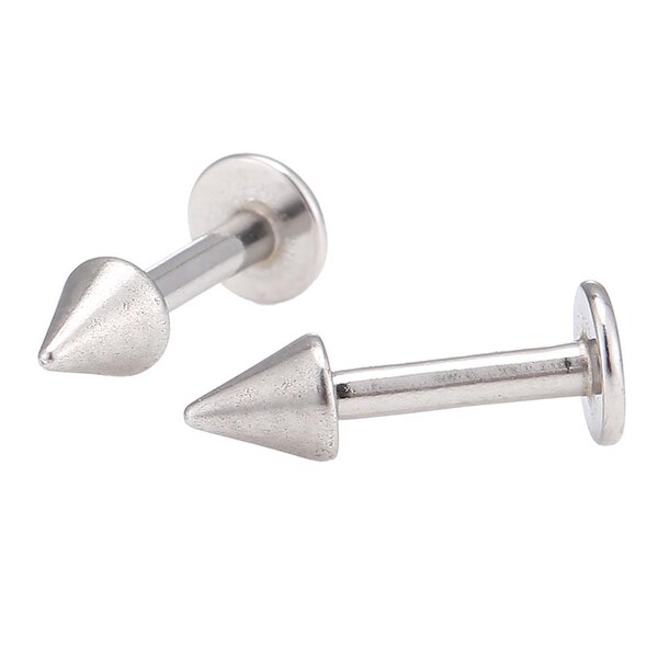 Labret Piercing acier inoxydable la mode dans le milieu d'argent avec un pic Cone