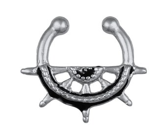Fake septum piercing Silver steering ship semicircle stainless steel