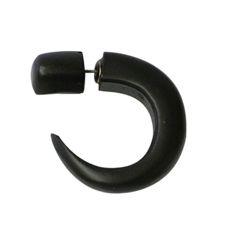 Tribal Earring Sono Wood Spike Half spiral black Fake Piercing stainless steel strap 1 mm