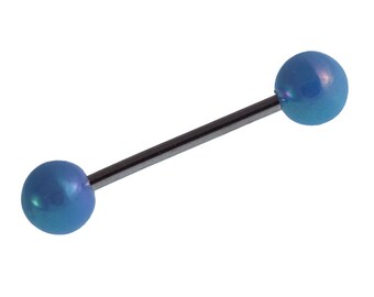 Straight Barbell Piercing Basic Edelstahl Kugeln hellblau schimmernd 25 mm lang