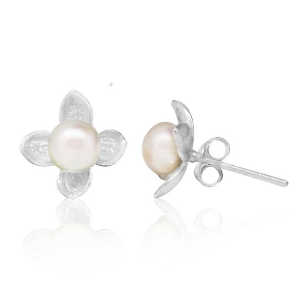 Flower vierblättrig Perlenohrstecker 925 sterling silver pearl beads Studs