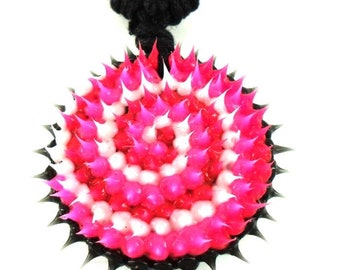 Pink Silicone chain necklace red white silicone black cotton adjustable spiral spiked chain