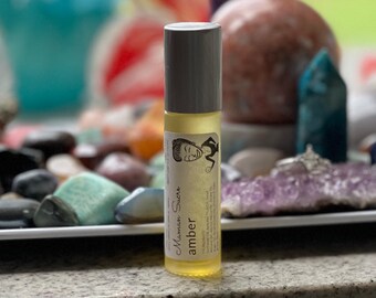 Amber ~ Hippie Essential Oil Perfume Roll On in Glass Bottle w/Stainless Steel Roller Ball ~ Natural ~ Unisex ~ Boho ~ Vegan