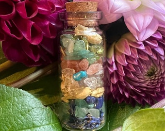 Crystals & Herbs Magic Spell Jar ~ Healing, Balance, Protection ~ Magical SpellWork Bottle ~ Ritual Magic ~ Witchy Decor ~ Gifts for Sister