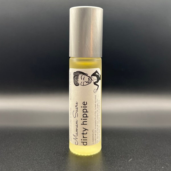 Dirty Hippie ~ Patchouli Essential Oil Perfume Roll On in Glass Bottle w/Stainless Steel Roller Ball ~ Natural ~ Gift for Him ~ Boho ~ Vegan