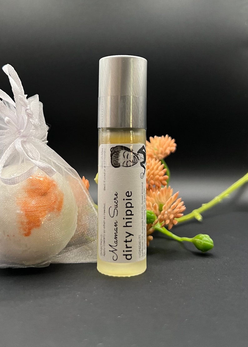 Dirty Hippie Patchouli Essential Oil Perfume Roll On in Glass Bottle w/Stainless Steel Roller Ball Natural Gift for Him Boho Vegan image 3