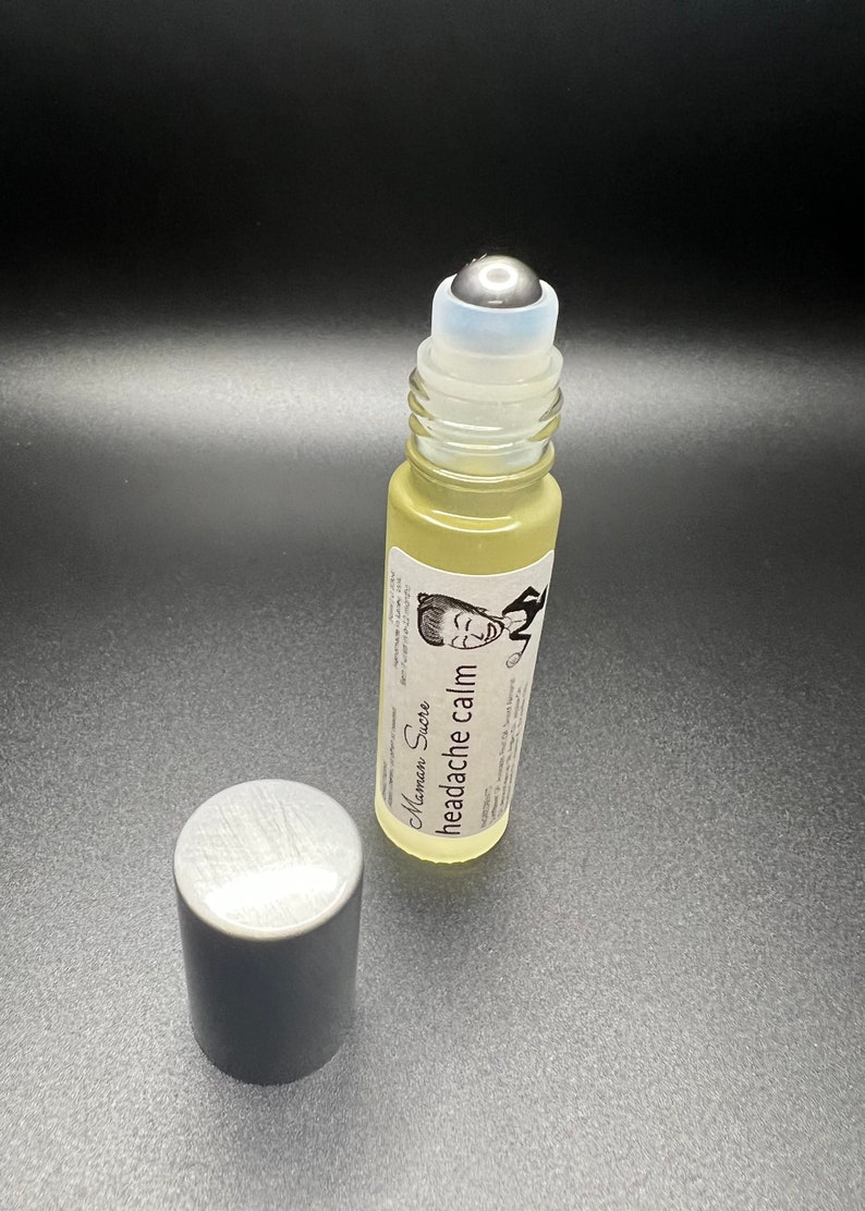 Handmade Lavender Peppermint Essential Oil Perfume Roll On in Glass Bottle w/Stainless Steel Ball Aromatherapy Headache Relief Massage Oil image 2