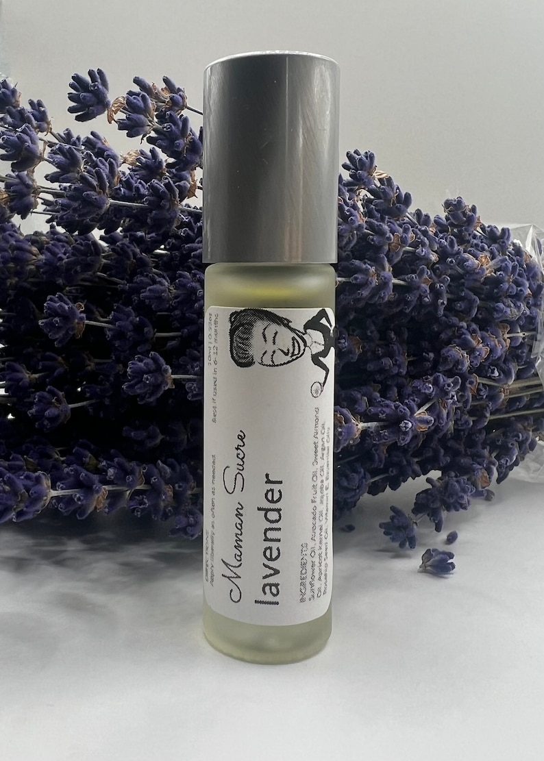 Handcrafted Lavender Perfume Oil Roll On Lavandula Angustifolia Roller Bottle w/Stainless Steel Roller Ball Vegan, Clean, All Natural image 2