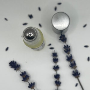 Handcrafted Lavender Perfume Oil Roll On Lavandula Angustifolia Roller Bottle w/Stainless Steel Roller Ball Vegan, Clean, All Natural image 3