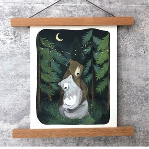 Night Forest Print (w/out words)  | Gouache Art Print | Woodland Wall Art | Boys Nursery Art | Girls Nursery Art | Baby Nursery Art