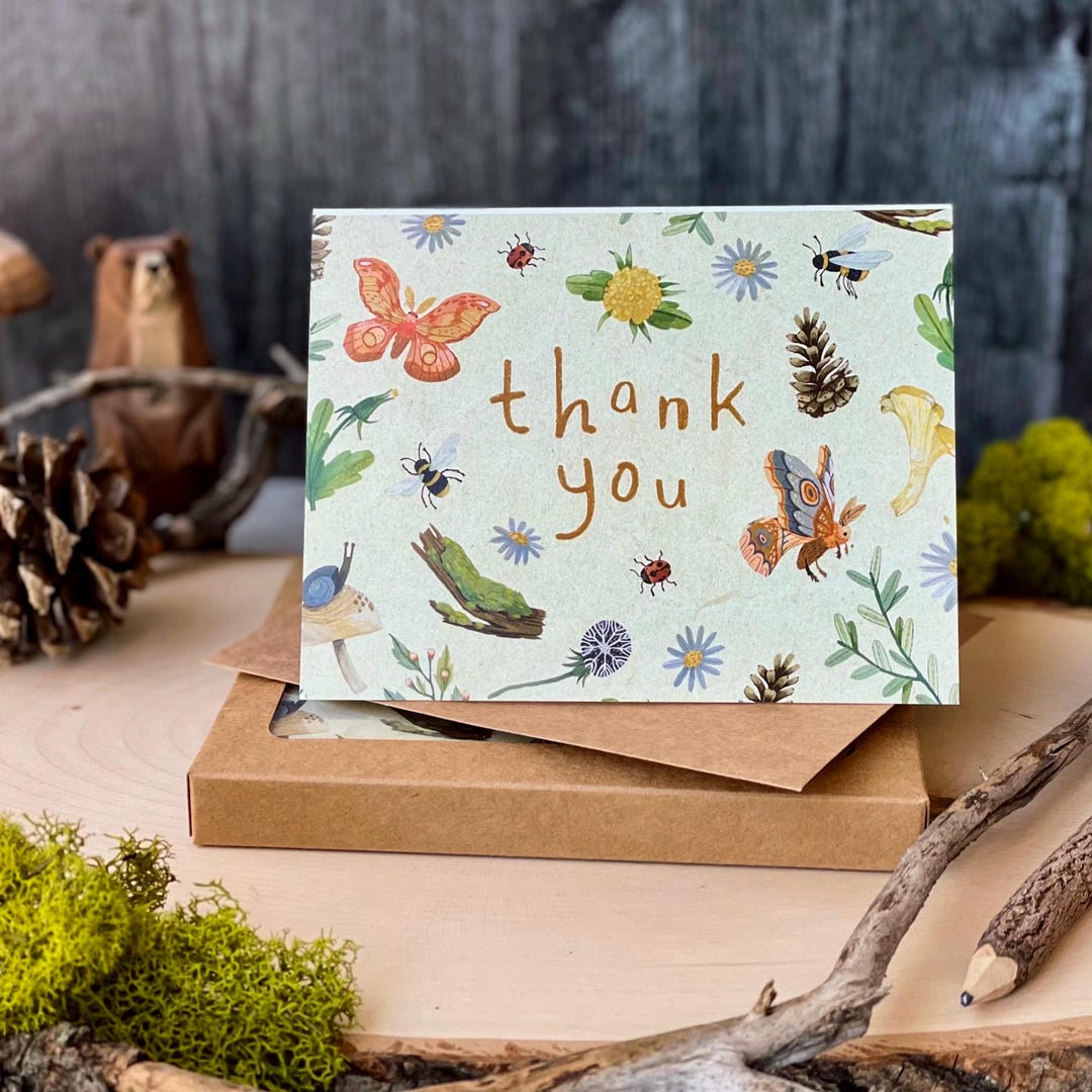 Boxed Card Set of 6 Fauna Thank You Cards Woodland