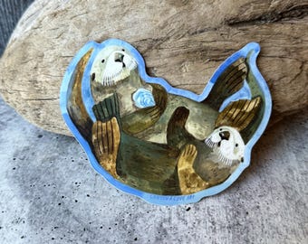 Underwater Otter Sticker | Premium Die Cut Vinyl Stickers | For Laptops, Water Bottles, Journals, Hydroflasks, Car Bumpers, Planners, etc.