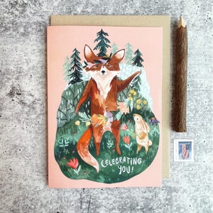 Celebración de la tarjeta de cumpleaños / tarjetas de cumpleaños de las niñas, tarjetas de animales del bosque, tarjetas de felicitación caprichosas, tarjeta de cumpleaños feliz, tarjetas hechas a mano