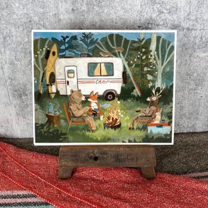 Impresión de vida en autocaravana / Impresión artística en gouache / Arte mural de bosque / Arte infantil para niños / Arte infantil para niñas / Arte mural de autocaravana / Decoración mural de camping