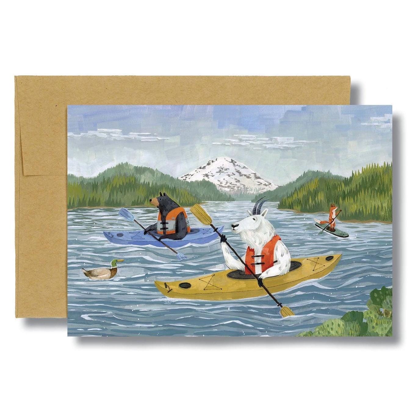Rec Card Image Kayak Lake Card | Outdoors Cards, Woodland Animal Cards, Recreation ...