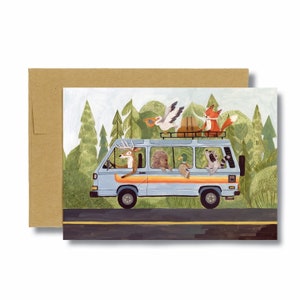 Tarjeta Van Life / Tarjetas al aire libre, Tarjetas de animales del bosque, Tarjetas Van, Tarjetas de verano, Tarjeta de camping, Tarjeta Van Life