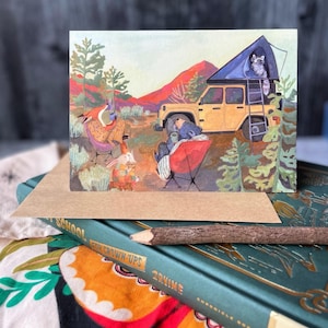 Tarjeta de amanecer en el desierto alto / Tarjetas de actividades al aire libre, Tarjetas de animales del bosque, Tarjetas de amanecer, Tarjetas de verano, Tarjeta de camping, Tarjeta de actividades al aire libre