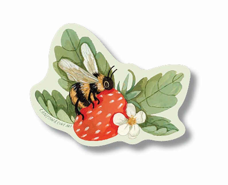 Strawberry Bumblebee Sticker Premium Die Cut Vinyl Stickers For Laptops, Water Bottles, Journals, Hydroflasks, Car Bumpers, Planners image 4