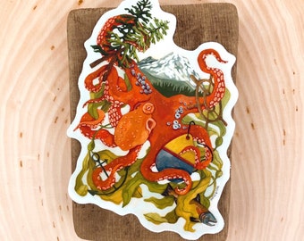 Pacific Octopus Sticker | Premium Die Cut Vinyl Stickers | For Laptops, Water Bottles, Journals, Hydroflasks, Car Bumpers, Planners, etc.