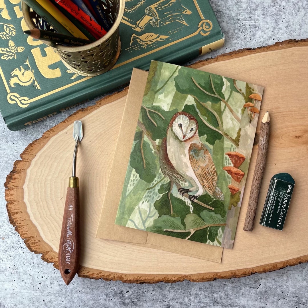 Forest Barn Owl Card | Birthday Card, Woodland Animal Cards, Whimsical ...