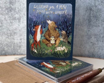 Boxed Card Set of 6 Firefly Nights Cards | Woodland Animals Cards, Boxed Set Thank You Cards, Boxed Set Birthday Cards