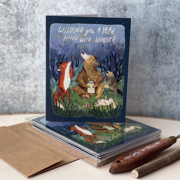 Boxed Card Set of 6 Firefly Nights Cards | Woodland Animals Cards, Boxed Set Thank You Cards, Boxed Set Birthday Cards