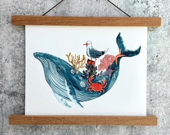 Humpback Whale Print | Gouache Art Print | Ocean Wall Art | Ocean Nursery Art | Ocean Whale Print | Humpback Whale Painting | Whale Art