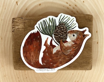 Pine Squirrel Sticker | Premium Die Cut Vinyl Stickers | For Laptops, Water Bottles, Journals, Hydroflasks, Car Bumpers, Planners, etc.