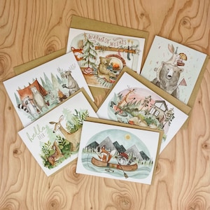 Seis tarjetas de VENTA para 15 / Tarjetas de cumpleaños del bosque, tarjetas navideñas / tarjetas de venta / tarjetas de animales, tarjetas al aire libre, tarjetas de felicitación, tarjetas de cumpleaños