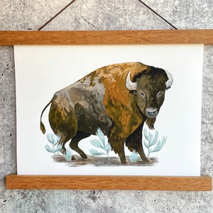 Sagebrush Bison Print | Gouache Art Print | Buffalo Wall Art | Boys Nursery | Yellowstone National Park | National Park Print