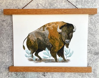 Sagebrush Bison Print | Gouache Art Print | Buffalo Wall Art | Boys Nursery | Yellowstone National Park | National Park Print