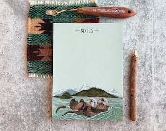 Island Otter Notepad | Ocean Notepads | Animal Notepads | Ocean Stationary | Cute Notepads