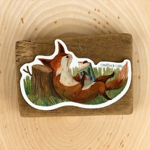 Reading Fox Sticker | Premium Die Cut Vinyl Stickers | For Laptops, Water Bottles, Journals, Hydroflasks, Car Bumpers, Planners, etc.