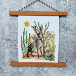 Desert Jack Rabbit Print | Watercolor Art Print | Desert Wall Art | Woodland Nursery Art | Cactus Painting | Boys Room Print