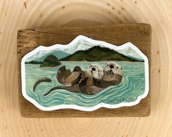 Island Otter Sticker | Premium Die Cut Vinyl Stickers | For Laptops, Water Bottles, Journals, Hydroflasks, Car Bumpers, Planners, etc.