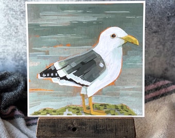 Puget Seagull Print | Gouache Art Print | Woodland Wall Art | Woodland Nursery Art | Ocean Print | Seagull Painting | Cute Bird Art