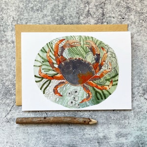 Tide Pool Crab Card | Outdoor Kaarten, Oceaan kaarten, Wenskaarten, Grillige Kaarten, Dungeness Krab Kaarten, Zeedieren Kaarten, Zeedieren Kaarten