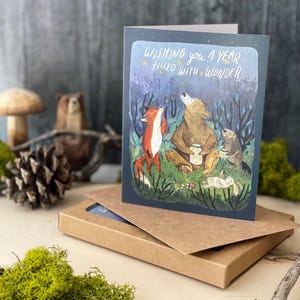 Conjunto de 6 cartões Firefly Nights em caixa | Cartões de animais da floresta, cartões de agradecimento em caixa, cartões de aniversário em caixa