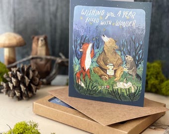 Boxed Card Set of 6 Firefly Nights Cards | Woodland Animals Cards, Boxed Set Thank You Cards, Boxed Set Birthday Cards