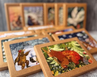 Combo Pack of Boxed Card Sets | 6 cards per box | Holiday Cards | Animal Christmas Cards | Woodland Cozy Christmas