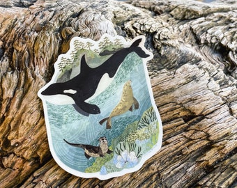 San Juan Orca Sticker | Premium Die Cut Vinyl Stickers | For Laptops, Water Bottles, Journals, Hydroflasks, Car Bumpers, Planners, etc.