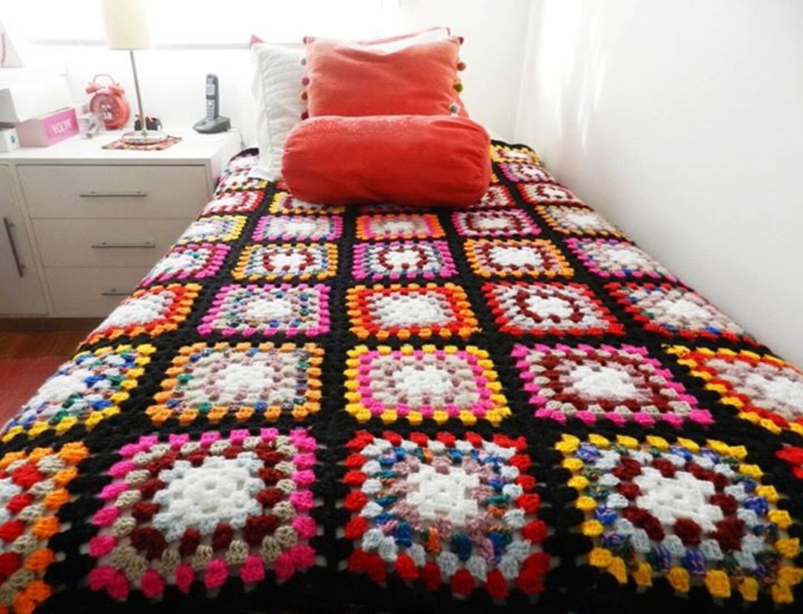 Retro Style Throw Hand Knit Bedspread Handmade Quilt Wool Etsy