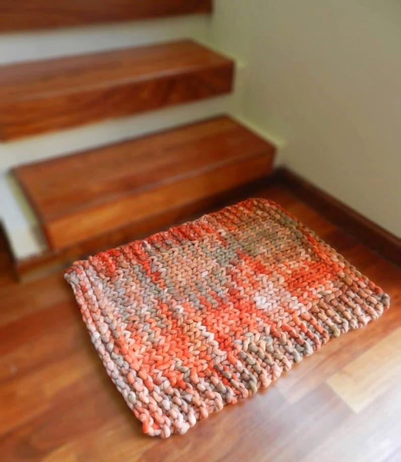 WOOL RUG Knit Rug Area Rug Chunky Wool Knitted Rugs Hand Knit Etsy