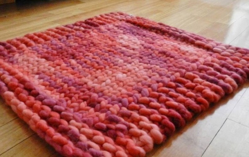 Wool Rug Chunky Knit Area Rug Bedroom Rug Bedside Rug Chunky Etsy