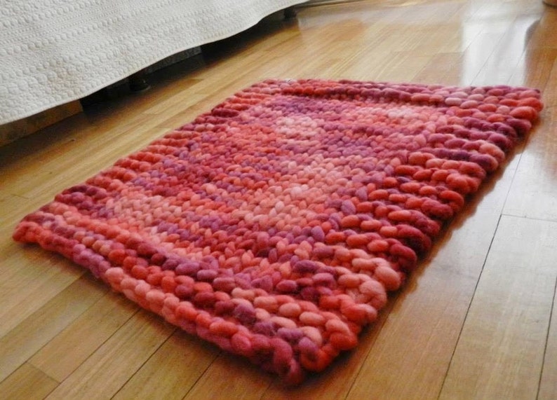 Wool Rug Chunky Knit Area Rug Bedroom Rug Bedside Rug Chunky Etsy