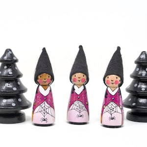 Little Witchy, Halloween Peg doll, Trick or Treater, Halloween character, halloween toy, halloween for kids,  Halloween decor, kitty toy