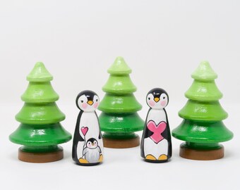 Penguin Valentine, Choice of 2 designs, Penguin toy, Valentine's day gift, kids Valentine, handmade valentine toy, penguin peg doll