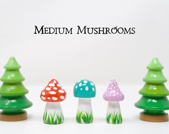 Hand-Painted Wooden Mushroom: Gnome Decor, Playscape Toy