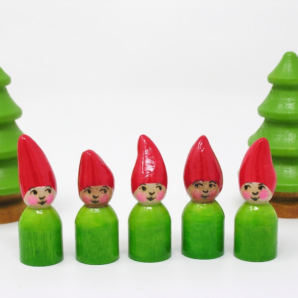 Pocket Elf (single figure) mini elf toy, elf peg doll, handmade toy, kids Christmas, wooden peg people, stocking stuffer, advent gift